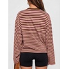 image:imageANRABESS Womens Long Sleeve Shirts Oversized Striped Tops  Soft Breathable LightweightLooseFit Crewneck TeeY2K Cute CasualWorkout School Preppy OutfitsFall Spring TransitionPink Brown Stripe