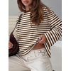 image:imageANRABESS Womens Long Sleeve Shirts Oversized Striped Tops  Soft Breathable LightweightLooseFit Crewneck TeeY2K Cute CasualWorkout School Preppy OutfitsFall Spring TransitionBrown White Stripe