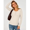 image:imageANRABESS Womens Long Sleeve Shirts Thermal Fleece Tops  Henley Neck Dressy Business Casual Work TShirts Fall Winter Soft Warm Base Layer Basic Tee Cute Going Out UndershirtsBeige