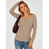 image:imageANRABESS Womens Long Sleeve Shirts Thermal Fleece Tops  Henley Neck Dressy Business Casual Work TShirts Fall Winter Soft Warm Base Layer Basic Tee Cute Going Out UndershirtsKhaki