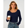 image:imageANRABESS Womens Long Sleeve Shirts Thermal Fleece Tops  Henley Neck Dressy Business Casual Work TShirts Fall Winter Soft Warm Base Layer Basic Tee Cute Going Out UndershirtsNavy Blue