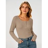 image:imageANRABESS Womens Long Sleeve Shirts Thermal Fleece Tops  Henley Neck Dressy Business Casual Work TShirts Fall Winter Soft Warm Base Layer Basic Tee Cute Going Out UndershirtsKhaki