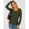 image:imageANRABESS Womens Long Sleeve Shirts Thermal Fleece Tops  Henley Neck Dressy Business Casual Work TShirts Fall Winter Soft Warm Base Layer Basic Tee Cute Going Out UndershirtsArmy Green