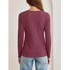 image:imageANRABESS Womens Long Sleeve Shirts Waffle Knit Henley Tops  Button Down V Neck Comfy Lightweight Fitted Business Casual Work Blouses Basic Tees Fall Winter ClothesMauve