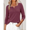 image:imageANRABESS Womens Long Sleeve Shirts Waffle Knit Henley Tops  Button Down V Neck Comfy Lightweight Fitted Business Casual Work Blouses Basic Tees Fall Winter ClothesMauve