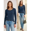 image:imageANRABESS Womens Long Sleeve Shirts Waffle Knit Henley Tops  Button Down V Neck Comfy Lightweight Fitted Business Casual Work Blouses Basic Tees Fall Winter ClothesNavy Blue