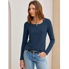 image:imageANRABESS Womens Long Sleeve Shirts Waffle Knit Henley Tops  Button Down V Neck Comfy Lightweight Fitted Business Casual Work Blouses Basic Tees Fall Winter ClothesNavy Blue