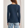 image:imageANRABESS Womens Long Sleeve Shirts Waffle Knit Henley Tops  Button Down V Neck Comfy Lightweight Fitted Business Casual Work Blouses Basic Tees Fall Winter ClothesNavy Blue