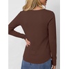 image:imageANRABESS Womens Long Sleeve Waffle Tops Henley Shirts  Button Up Scoop Neck Knit Top Dressy Casual Curved Hem Tunic 2026 Fall Winter Outfits Basic Tee BlouseBrown