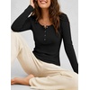 image:imageANRABESS Womens Long Sleeve Waffle Tops Henley Shirts  Button Up Scoop Neck Knit Top Dressy Casual Curved Hem Tunic 2026 Fall Winter Outfits Basic Tee BlouseBlack