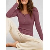 image:imageANRABESS Womens Long Sleeve Waffle Tops Henley Shirts  Button Up Scoop Neck Knit Top Dressy Casual Curved Hem Tunic 2026 Fall Winter Outfits Basic Tee BlouseMauve