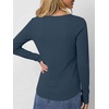 image:imageANRABESS Womens Long Sleeve Waffle Tops Henley Shirts  Button Up Scoop Neck Knit Top Dressy Casual Curved Hem Tunic 2026 Fall Winter Outfits Basic Tee BlouseNavy Blue