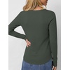 image:imageANRABESS Womens Long Sleeve Waffle Tops Henley Shirts  Button Up Scoop Neck Knit Top Dressy Casual Curved Hem Tunic 2026 Fall Winter Outfits Basic Tee BlouseArmy Green