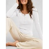 image:imageANRABESS Womens Long Sleeve Waffle Tops Henley Shirts  Button Up Scoop Neck Knit Top Dressy Casual Curved Hem Tunic 2026 Fall Winter Outfits Basic Tee BlouseWhite