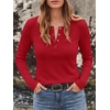 image:imageANRABESS Womens Long Sleeve Waffle Tops Henley Shirts  Button Up Scoop Neck Knit Top Dressy Casual Curved Hem Tunic 2026 Fall Winter Outfits Basic Tee BlouseRed