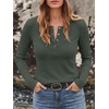 image:imageANRABESS Womens Long Sleeve Waffle Tops Henley Shirts  Button Up Scoop Neck Knit Top Dressy Casual Curved Hem Tunic 2026 Fall Winter Outfits Basic Tee BlouseArmy Green