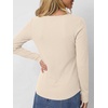 image:imageANRABESS Womens Long Sleeve Waffle Tops Henley Shirts  Button Up Scoop Neck Knit Top Dressy Casual Curved Hem Tunic 2026 Fall Winter Outfits Basic Tee BlouseBeige