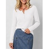 image:imageANRABESS Womens Long Sleeve Waffle Tops Henley Shirts  Button Up Scoop Neck Knit Top Dressy Casual Curved Hem Tunic 2026 Fall Winter Outfits Basic Tee BlouseWhite