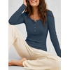 image:imageANRABESS Womens Long Sleeve Waffle Tops Henley Shirts  Button Up Scoop Neck Knit Top Dressy Casual Curved Hem Tunic 2026 Fall Winter Outfits Basic Tee BlouseNavy Blue