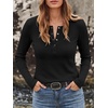 image:imageANRABESS Womens Long Sleeve Waffle Tops Henley Shirts  Button Up Scoop Neck Knit Top Dressy Casual Curved Hem Tunic 2026 Fall Winter Outfits Basic Tee BlouseBlack