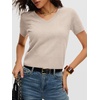 image:imageANRABESS Womens Short Sleeve Sweaters Cropped V Neck  Business Casual Work Tops Comfy Lightweight Knit Pullover Classic Sweater Shirts Spring Summer Fall OutfitsAlmond