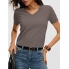 image:imageANRABESS Womens Short Sleeve Sweaters Cropped V Neck  Business Casual Work Tops Comfy Lightweight Knit Pullover Classic Sweater Shirts Spring Summer Fall OutfitsLight Coffee
