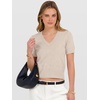 image:imageANRABESS Womens Short Sleeve Sweaters Cropped V Neck  Business Casual Work Tops Comfy Lightweight Knit Pullover Classic Sweater Shirts Spring Summer Fall OutfitsAlmond