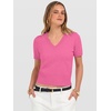 image:imageANRABESS Womens Short Sleeve Sweaters Cropped V Neck  Business Casual Work Tops Comfy Lightweight Knit Pullover Classic Sweater Shirts Spring Summer Fall OutfitsHot Pink