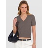 image:imageANRABESS Womens Short Sleeve Sweaters Cropped V Neck  Business Casual Work Tops Comfy Lightweight Knit Pullover Classic Sweater Shirts Spring Summer Fall OutfitsLight Coffee