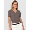 image:imageANRABESS Womens Short Sleeve Sweaters Cropped V Neck  Business Casual Work Tops Comfy Lightweight Knit Pullover Classic Sweater Shirts Spring Summer Fall OutfitsLight Coffee