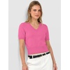image:imageANRABESS Womens Short Sleeve Sweaters Cropped V Neck  Business Casual Work Tops Comfy Lightweight Knit Pullover Classic Sweater Shirts Spring Summer Fall OutfitsHot Pink