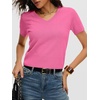 image:imageANRABESS Womens Short Sleeve Sweaters Cropped V Neck  Business Casual Work Tops Comfy Lightweight Knit Pullover Classic Sweater Shirts Spring Summer Fall OutfitsHot Pink