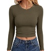image:imageANRABESS Crop Top Long Sleeve Shirts for Women  Ribbed Slim Fitted Basic Tee Soft Crew Neck T Shirts Fall Fashion Outfits Casual Going Out amp Work Winter Layer ClothesArmy Green