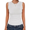 image:imageANRABESS Ribbed Tank Tops for Women Ruffle Style  Crew Neck Sleeveless Sweater Vest Business Casual Cute Shirts Comfort Breathable SkinFriendly OutfitsCream White