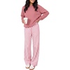 image:imageANRABESS Two Piece Sets for Women Gingham Pants Lounge Set  Long Sleeve Sweatshirts Wide Leg Pants Fall Outfits Travel Vacation Airport Fashion Clothing 2026 Daily Matching SweatsuitsPink