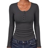 image:imageANRABESS Womens Long Sleeve Shirts Thermal Fleece Tops  Henley Neck Dressy Business Casual Work TShirts Fall Winter Soft Warm Base Layer Basic Tee Cute Going Out UndershirtsGrey