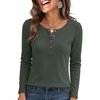 image:imageANRABESS Womens Long Sleeve Waffle Tops Henley Shirts  Button Up Scoop Neck Knit Top Dressy Casual Curved Hem Tunic 2026 Fall Winter Outfits Basic Tee BlouseArmy Green