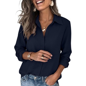image:imageANRABESS Dressy Long Sleeve Button Down Shirts for Women  Business Casual Work Office Blouse Tops Soft Fabric Loose Fit Classic Style Fall Winter Transition ClothesNavy Blue