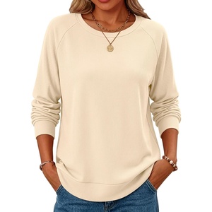 image:imageANRABESS Long Sleeve Shirts for Womens Waffle Knit Tunic Tops  Cozy Crew Neck Loose Fit Blouse with Side Slits Casual Wear amp Leggings Office amp Daily Wear Fall amp Winter ClothingBeige