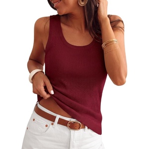 image:imageANRABESS Summer Sleeveless Sweaters for Women Tank Tops  Lightweight Soft Wool Blend Sweater Vest Casual Knit Shirts Beach Vacation Clothes Trendy OutfitsWork amp Every Day WearWine Red