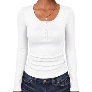 image:imageANRABESS Womens Long Sleeve Shirts Thermal Fleece Tops  Henley Neck Dressy Business Casual Work TShirts Fall Winter Soft Warm Base Layer Basic Tee Cute Going Out UndershirtsWhite