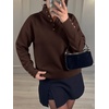 image:imageANRABESS Womens Long Sleeve Knit Shirts Henley Sweater  Turtle Neck Button Placket Soft Pullover Top Loose Fit Trendy Business Casual Work WearFall Fashion Winter ClothingCoffee