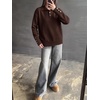 image:imageANRABESS Womens Long Sleeve Knit Shirts Henley Sweater  Turtle Neck Button Placket Soft Pullover Top Loose Fit Trendy Business Casual Work WearFall Fashion Winter ClothingCoffee