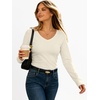 image:imageANRABESS Womens Long Sleeve Shirts Thermal V Neck Tops  Soft Stretchy UndershirtUnderscrubs Base LayerSlim Fit Tee Basic Winter Clothes Daily Work Office Casual Fall WearBeige