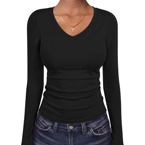 image:imageANRABESS Womens Long Sleeve Shirts Thermal V Neck Tops  Soft Stretchy UndershirtUnderscrubs Base LayerSlim Fit Tee Basic Winter Clothes Daily Work Office Casual Fall WearBlack