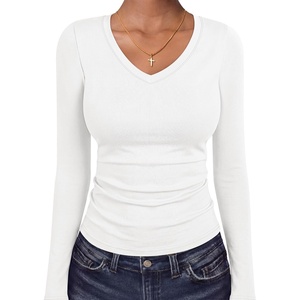 image:imageANRABESS Womens Long Sleeve Shirts Thermal V Neck Tops  Soft Stretchy UndershirtUnderscrubs Base LayerSlim Fit Tee Basic Winter Clothes Daily Work Office Casual Fall WearWhite