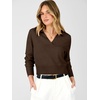 image:imageANRABESS Sweaters for Women Cropped Polo Collared Long Sleeve  Soft Lightweight Cozy Feel Pullover V Neck Knit Shirts Business Casual amp Office Clothes Fall Winter Dressy WearCoffee