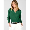 image:imageANRABESS Sweaters for Women Cropped Polo Collared Long Sleeve  Soft Lightweight Cozy Feel Pullover V Neck Knit Shirts Business Casual amp Office Clothes Fall Winter Dressy WearForest Green