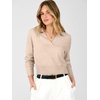 image:imageANRABESS Sweaters for Women Cropped Polo Collared Long Sleeve  Soft Lightweight Cozy Feel Pullover V Neck Knit Shirts Business Casual amp Office Clothes Fall Winter Dressy WearAlmond