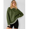 image:imageANRABESS Women Oversized Sweater Fall Crewneck Pullover Top  Cozy Knit Teacher School Outfits for WomenFaux Layered Ribbed TrimLong Sleeve Drop ShoulderPreppy Winter Casual StyleStriped Green
